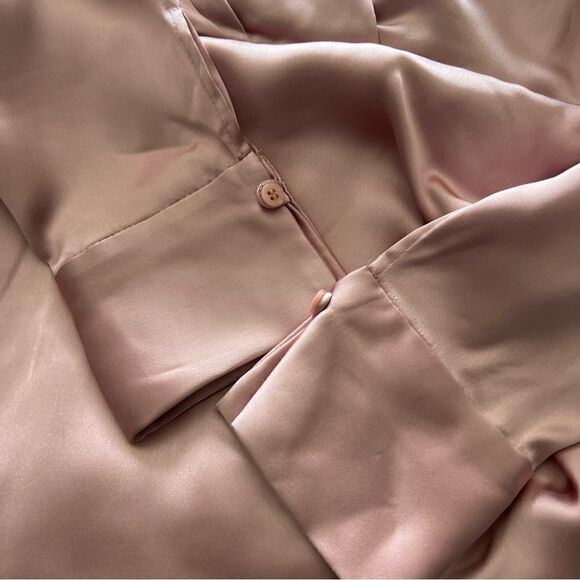 ZARA Blush Pink Satin Wrap Dress Size XS - Picture 9 of 11